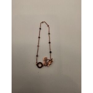 Nomination Italy Rose Gold Tone Beaded Cherry Charm Toggle Bracelet 7 Inch
